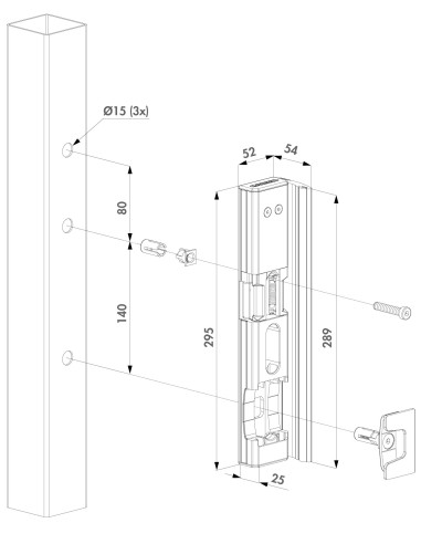 GACHE ELECTRIQUE EN APPLIQUE - RAL 9005-FONCTIONNEMENT A RUPTURE