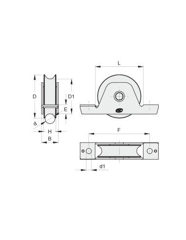 72875- ROUE GORGE DEMI RONDE DIAM 75 MM AVEC SUPPORT INTÉRIEUR FAC