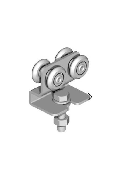 CHARIOT ZINGUÉ POUR PORTES SUSPENDUES PRF/243  GALETS DOUBLES DIAM 24