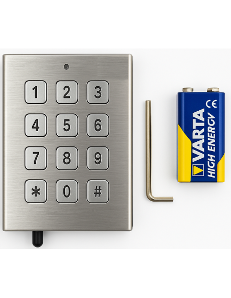CLAVIER A CODE INOX RADIO EUROPE AUTOMATISMES SLIM 27 MM