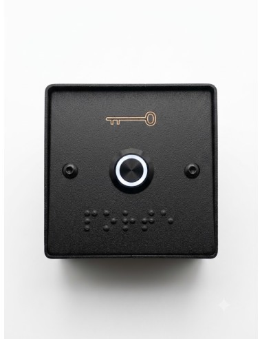 BOUTON POUSSOIR + BOITIER INOX LARGE NOIR
