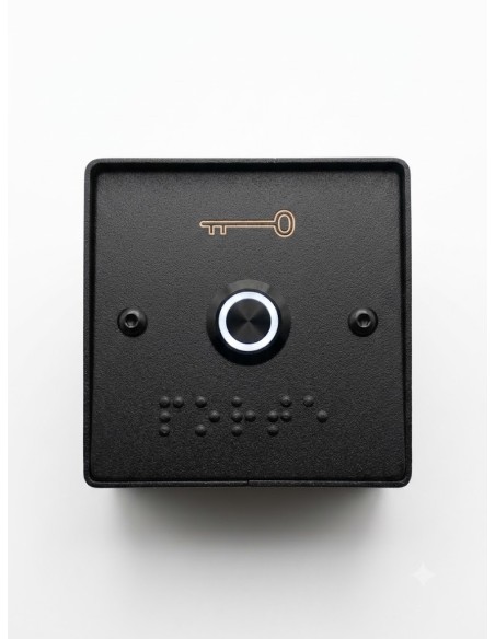 BOUTON POUSSOIR + BOITIER INOX LARGE NOIR